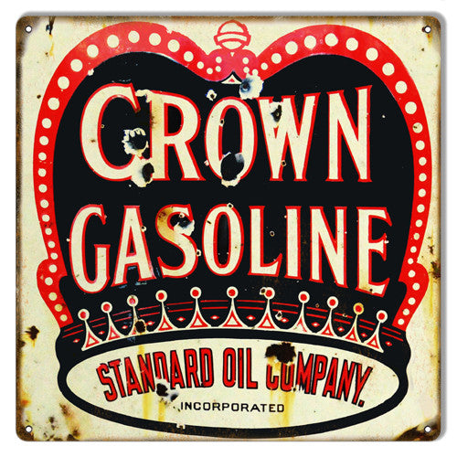Crown Gasoline Motor Oil Reproduction Metal  Sign 12″x12″