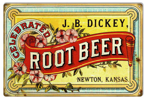 JB Dickey Root Beer Nostalgic Reproduction Metal  Sign 12″x18″