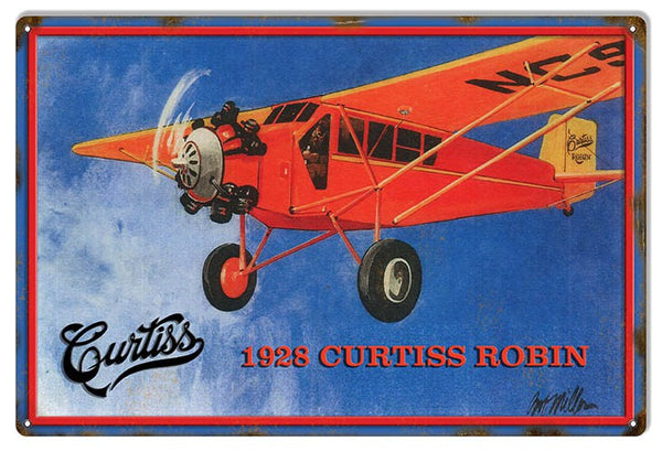Reproduced from Original Art by Bob Miller 1928 Curtiss Robin Sign. 12″×18″