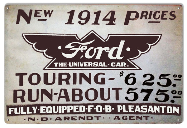 1914 Ford Car Garage Shop Reproduction Metal  Sign 12″x18″