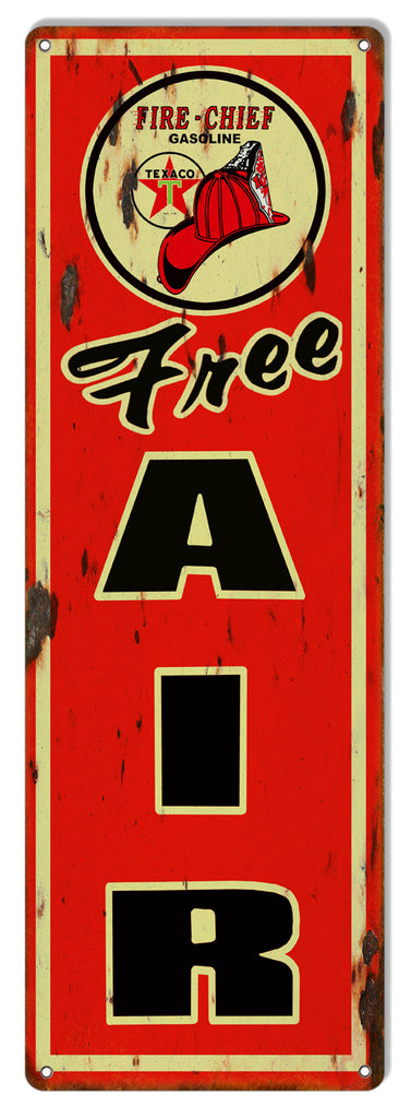 Texaco Free Air Distressed Reproduction Motor Oil Metal  Sign 6″x18″