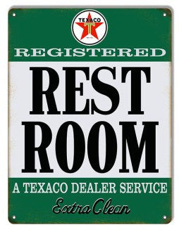 Aged Looking Texaco Extra Clean Restroom Gas Station Sign 9″×12″