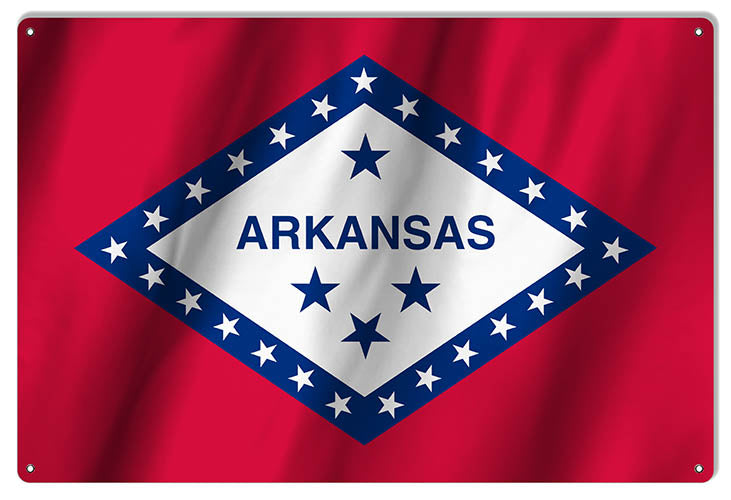 Arkansas State Flag Reproduction Metal Sign 12x18