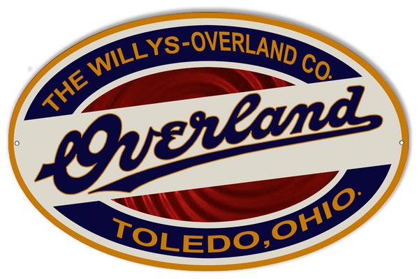 Overland Toledo Ohio Railroad Reproduction Metal  Sign 9″x14″ Oval