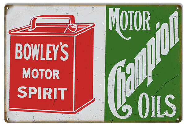 Bowleys Champion Motor Oil Reproduction Man Cave Metal Sign 12x18