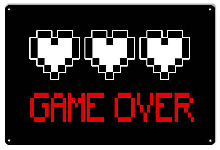 Game Over Video Game Reproduction Metal  Sign 12″x18″