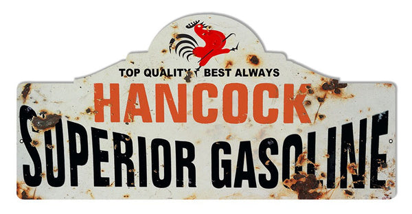Distressed Hancock Motor Oil Laser Cut Out Reproduction Sign