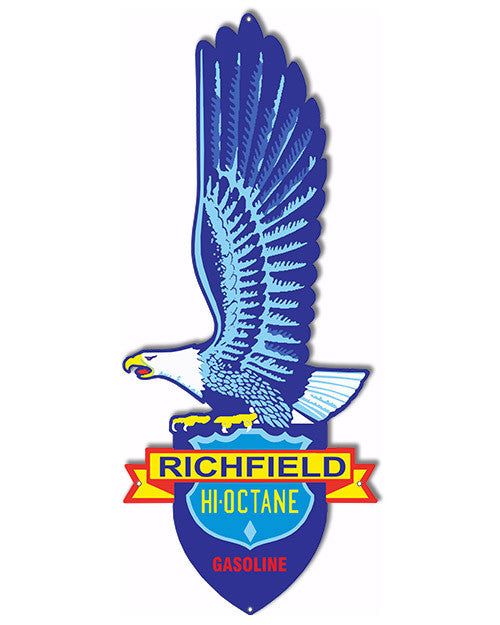Richfield Hi Octane Gasoline Laser Cut Out Reproduction Sign 10″x24″