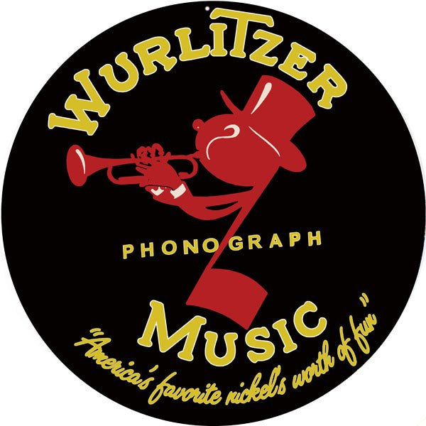 Wurlitzer Music Phonograph Nostalgic Reproduction Sign 14″ Round