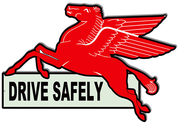 Drive Safely Pegasus Horse Laser Cut Out Reproduction Sign 16″X23.5″