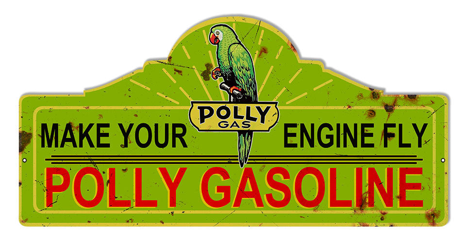 Distressed Polly Motor Oil Laser Cut Out Reproduction Sign 23″x11.1/4″