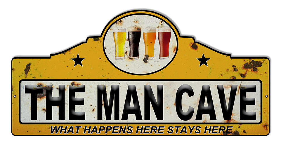 Distressed Man Cave Bar Laser Cut Out Reproduction Sign 23″x11.1/4″