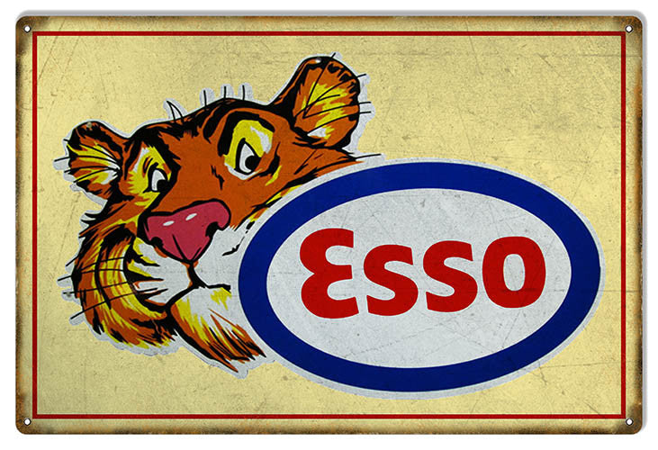 Yellow ESSO Tiger Motor Oil Reproduction Sign 12″x18″