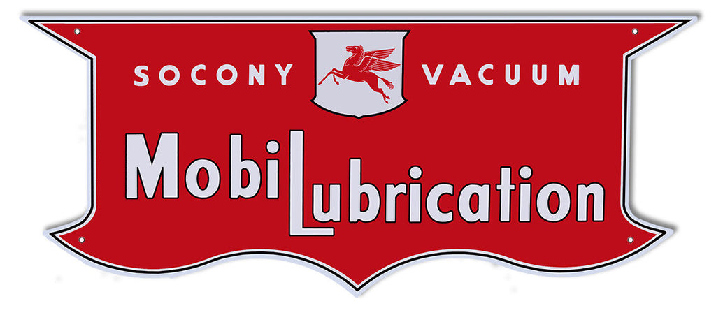 Socony Mobil Lubrication Laser Cut Out Reproduction Sign 23.5″X10″