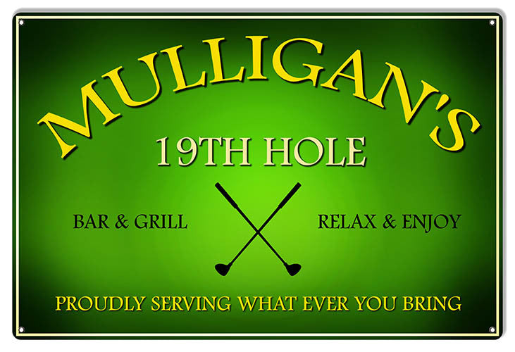 Mulligan's 19Th Hole Bar And Grill Bar Reproduction Sign 12″x18″