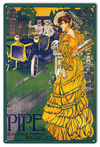 Pipe Vintage Belgian Automobile Reproduction Sign 12″X18″