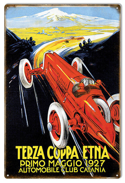 Terza Coppa Etna 1927 Motor Speedway Reproduction Sign 12″x18″