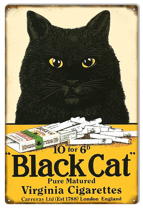 Black Cat Cigarettes Cigar Reproduction Sign 16″x16″