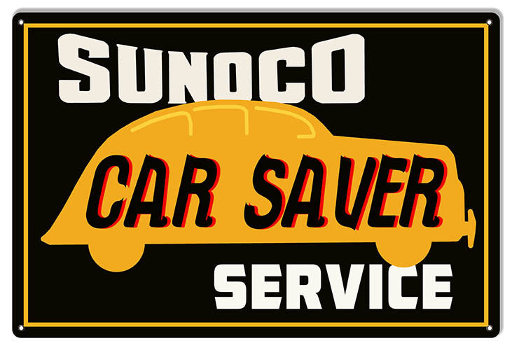 Large Sunoco Car Saver Service Gas Station Reproduction Sign 16″x24″