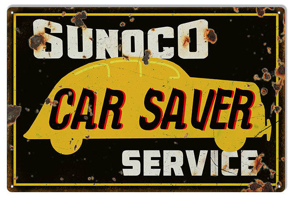 Distressed Sunoco Service Gas Station Reproduction Sign 12″x18″