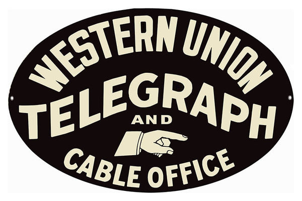 Western Union Telegraph Nostalgic Oval Reproduction Sign 11″x18″