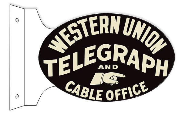 Western Union Telegraph Flange Oval Reproduction Sign 12″x18″