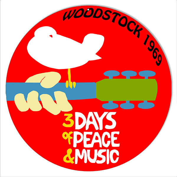 Woodstock 1969 Peace And Music Nostalgic Reproduction Sign 14″ Round