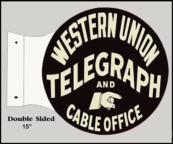 Cable Office Western UnionFlange Reproduction Sign 15″x17 1/2″