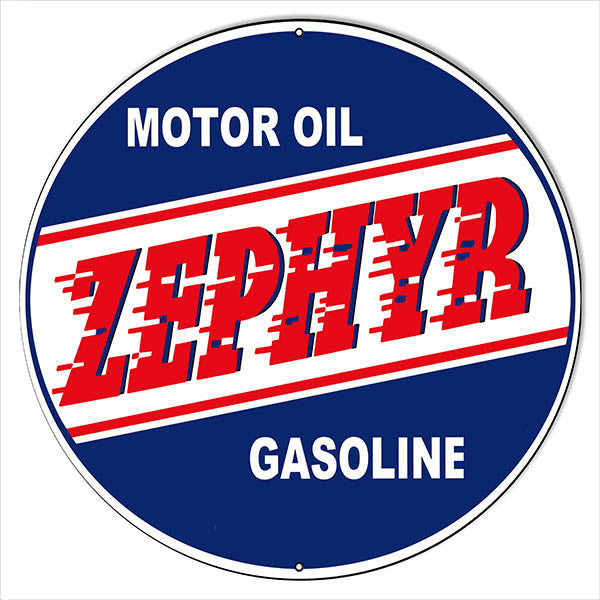 Large Zepher Gasoline Motor Oil Reproduction Sign 18″ Round