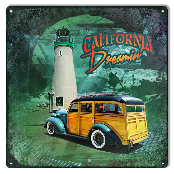 Classic Old Woody California Dreamin Reproduction Sign12″x12″