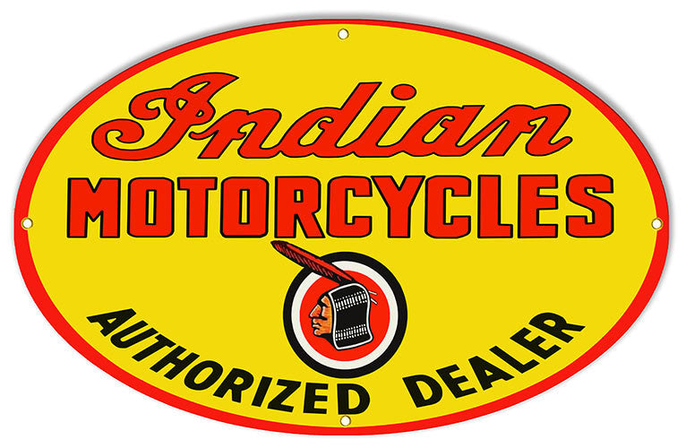 Authorized Indian Motorcycle Reproduction Sign 15″x24″ Oval