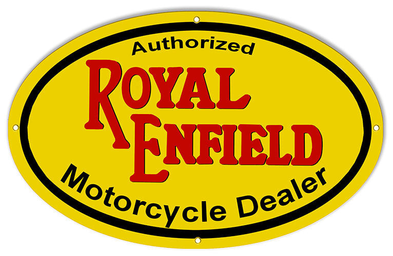 Royal Enfield Motorcycle Dealer Reproduction Sign 15″x24″ Oval
