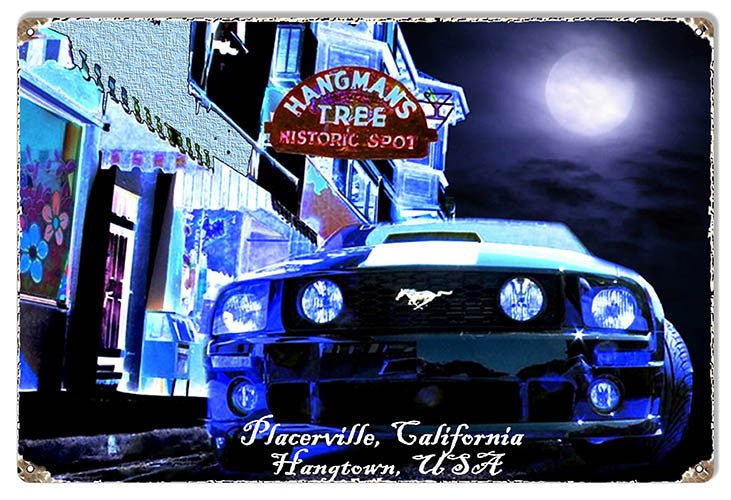 Old Placerville Mustang Reproduction Sign By Artist Phil Hamilton 12″x18″
