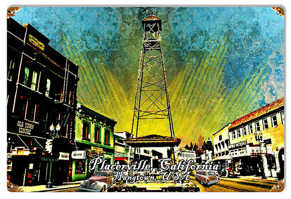 Bell Tower Placerville Reproduction Sign By Artist Phil Hamilton 12″x18″