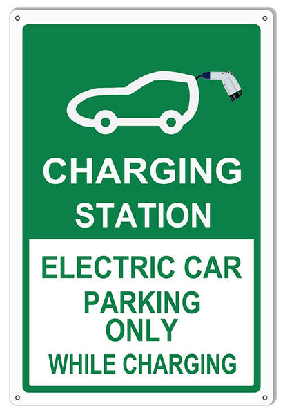 Electric Car Parking Only Garage Shop Reproduction Sign 12″x18″