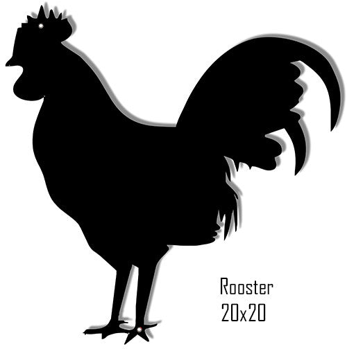 Rooster Black Laser Cut Out Reproduction Sign 15"x15"