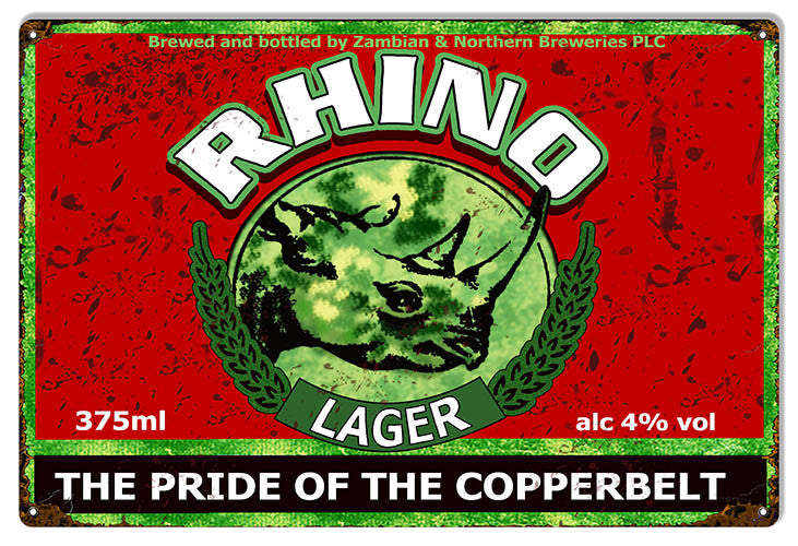 Rhino Lager Copperbelt Bar Reproduction Sign 12″x18″