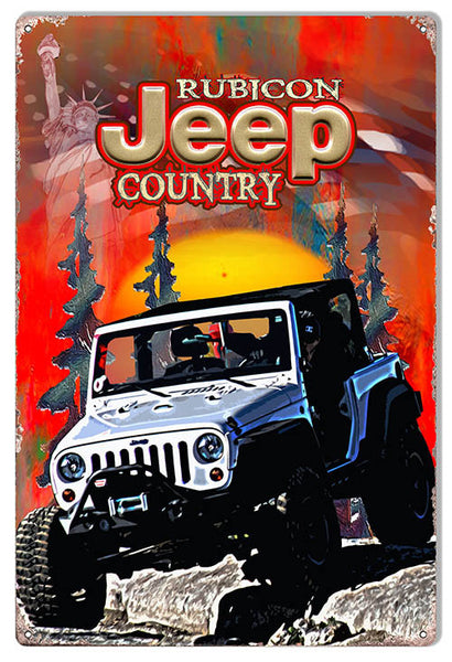 Rubicon Country Jeep Reproduction Sign By Artist Phil Hamilton 12″x18″