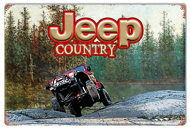 4 Wheeling Jeep Country Reproduction Sign By Phil Hamilton 12″x18″
