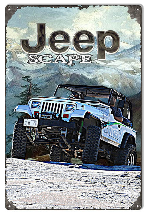 Scape Jeep Reproduction Sign By Artist Phil Hamilton 12″x18″