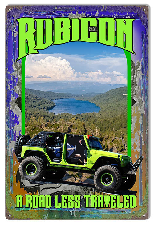 Road LessTraveled Jeep Reproduction Sign By Artist Phil Hamilton 12x18