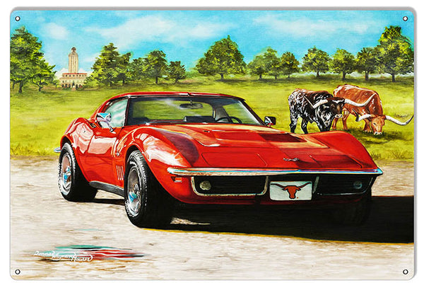 Sleek Red Corvette By Artist Donna Wayman-Mauer 12″x18″