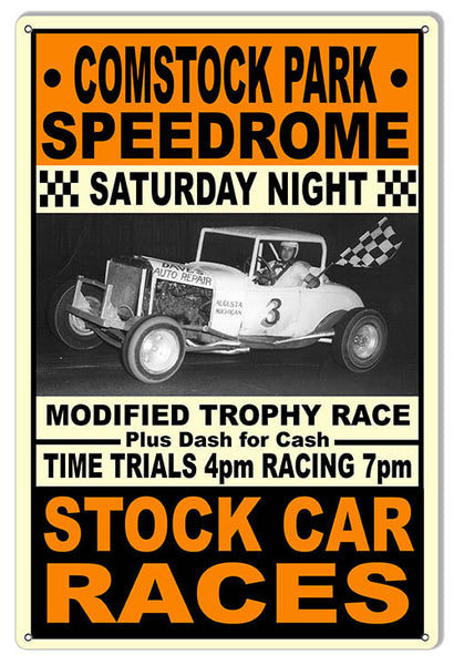 Comstock Park Speedrome Motor Speedway Reproduction Sign 12″x18″