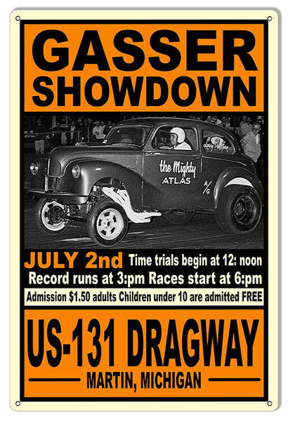 Gasser Showdown US-131 Motor Speedway Reproduction Sign 12″x18″