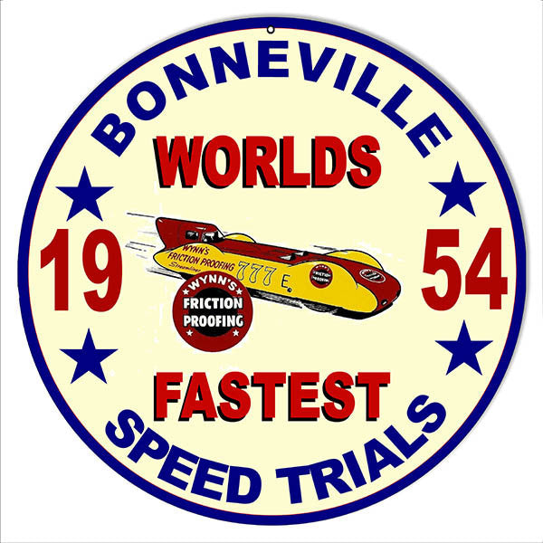 Bonneville Trials 1954 Motor Speedway Reproduction Sign 14″ Round