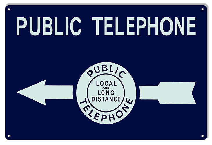 Public Telephone Nostalgic Reproduction Sign 12″x18″