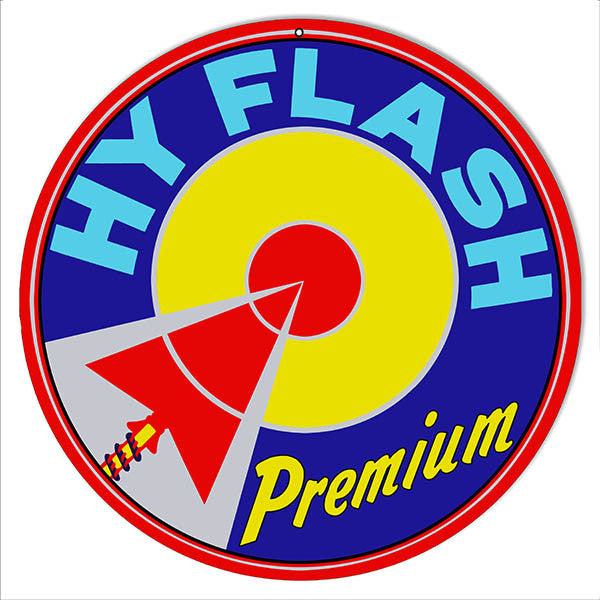 Hy Flash Premium Motor Oil Reproduction Sign 14″ Round
