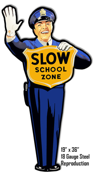 Laser Cut Out Metal  Sign Slow School Zone 19"x36" Crossing Guard Wall Art