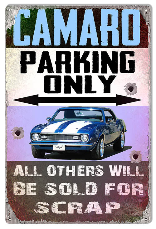 Camaro Parking Faux Bullet Holes Reproduction by Phil Hamilton 12"x18"
