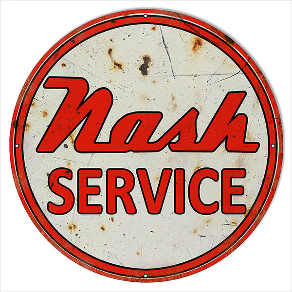 Nash Service Station Metal  Sign Round Reproduction
